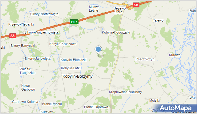 mapa Kolonia Kobylin-Pieniążki, Kolonia Kobylin-Pieniążki na mapie Targeo